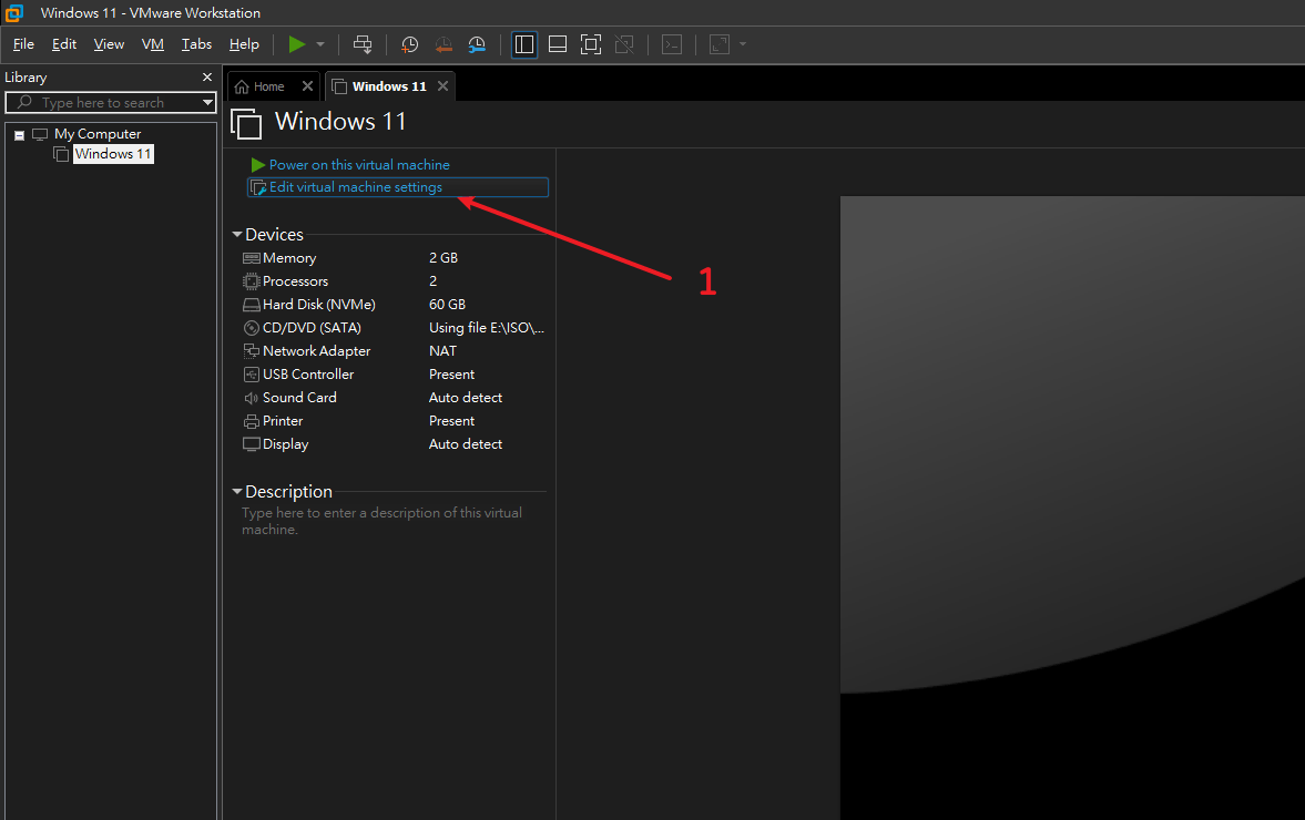 Edit virtual machine settings